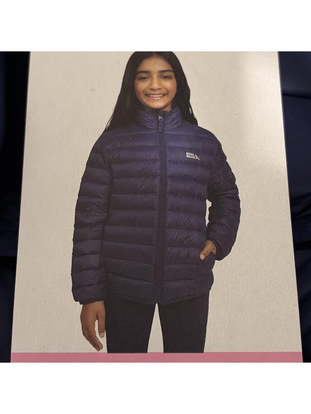 Eddie Bauer Jacket Girls Size Small 6/7 Navy Blue Packable Down Coat 650 NWT